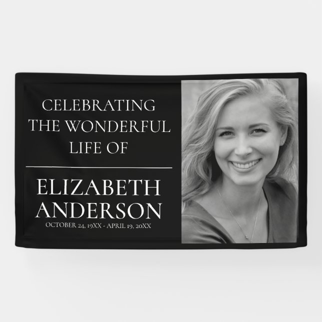 Simple Funeral Memorial Photo Banner (Horizontal)
