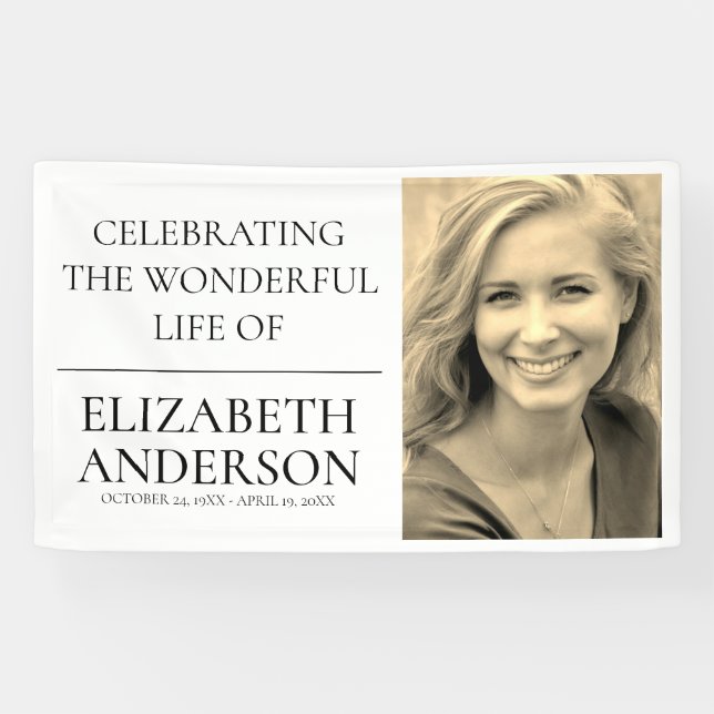 Simple Funeral Memorial Photo Banner (Horizontal)