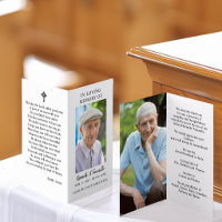 Simple Funeral Memorial Photo Folded Prayer Card
