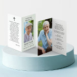 Simple Funeral Memorial Photo Folded Prayer Card<br><div class="desc">Folded card 2 photos and the details of your celebration of life on the front overlaying light green background,  Psalm 23:1-6 or any quote or prayer,  on the back and details of the life of your loved one on the inside.</div>