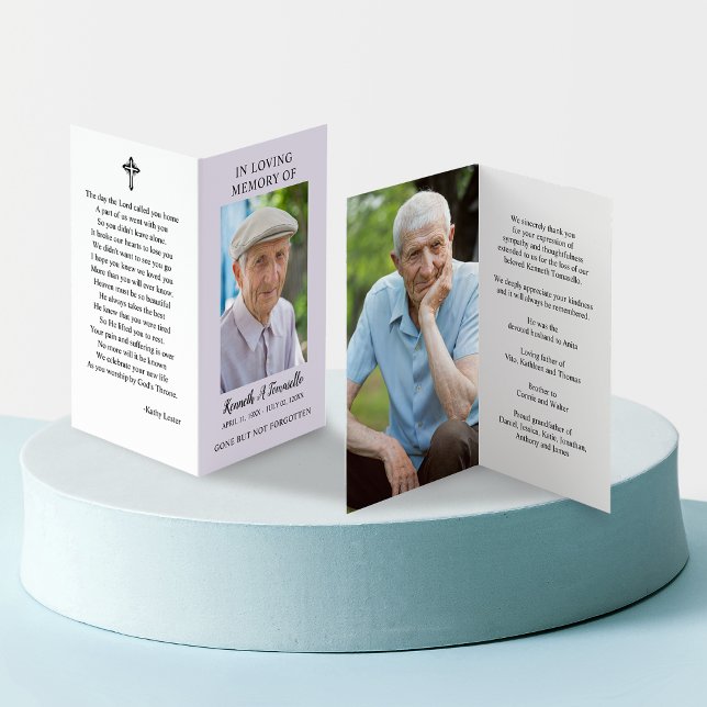 Simple Funeral Memorial Photo Folded Prayer Card (Simple Funeral Memorial Photo Folder Prayer Card)