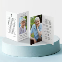 Simple Funeral Memorial Photo Folded Prayer Card