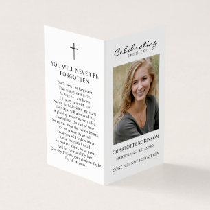 Simple Funeral Memorial Photo Folder Prayer Card