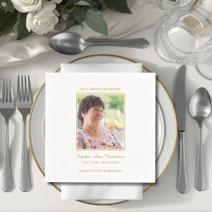 Simple Funeral Memorial Photo Napkin