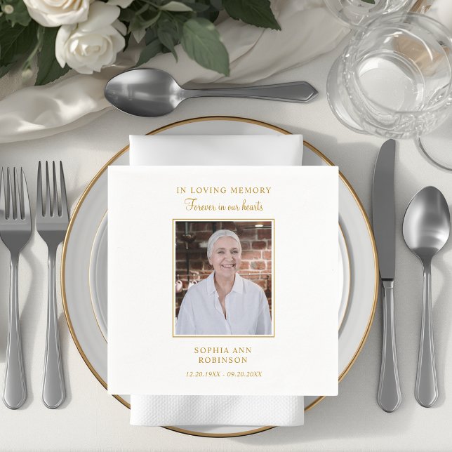 Simple Funeral Memorial Photo  Napkin (Creator Uploaded)