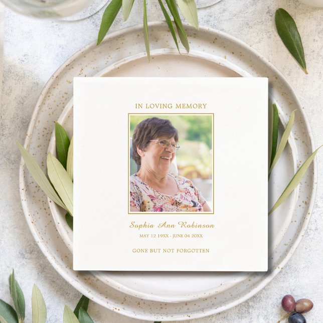 Simple Funeral Memorial Photo Napkin (Creator Uploaded)