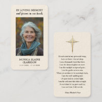 Simple Funeral Memorial Photo Prayer Card