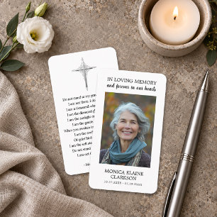 Simple Funeral Memorial Photo Prayer Card