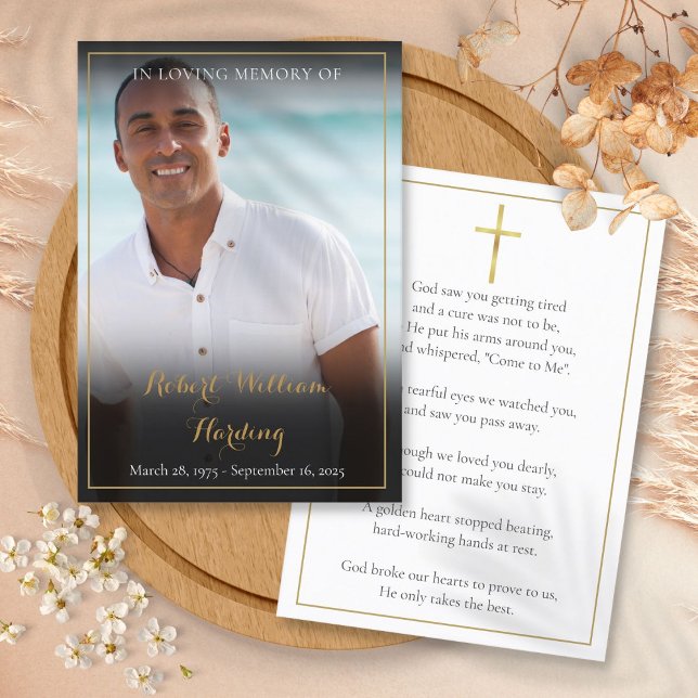 Simple Funeral Memorial Photo Prayer Cards (Simple Funeral Memorial Photo Prayer Cards)