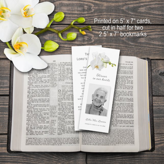 Simple Funeral Memorial Prayer Photo Bookmark Card (Simple Memorial Prayer Photo Bookmarks - you need to cut cards in half for two 2.5" x 7" bookmarks)