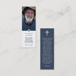 Simple Funeral Memorial Prayer Photo Bookmark Card