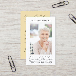 Simple Funeral Memorial Prayer Photo Card