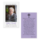 Simple Funeral Memorial Prayer Photo Card