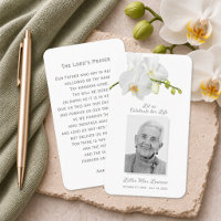 Simple Funeral Memorial Prayer Photo Card