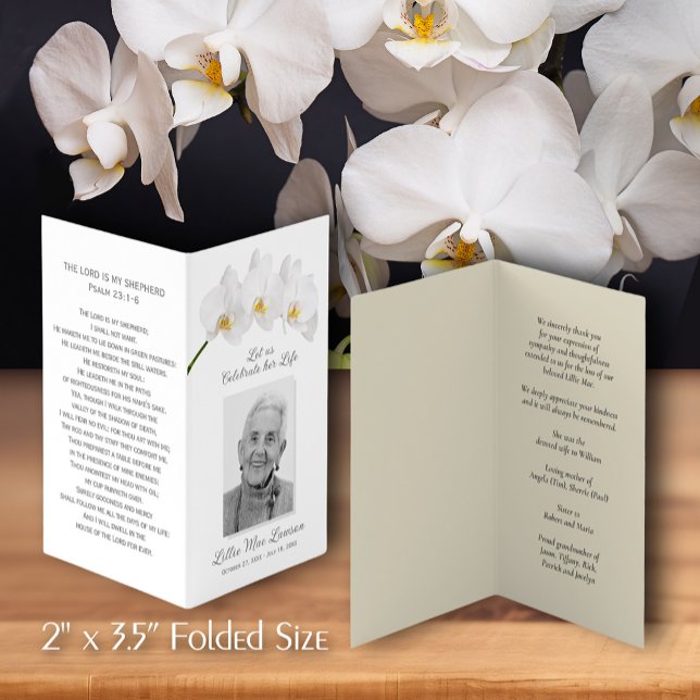 Simple Funeral Memorial Prayer Photo Card (Simple 2 x 3.75" folded funeral memorial prayer cards with a photo on the front. )