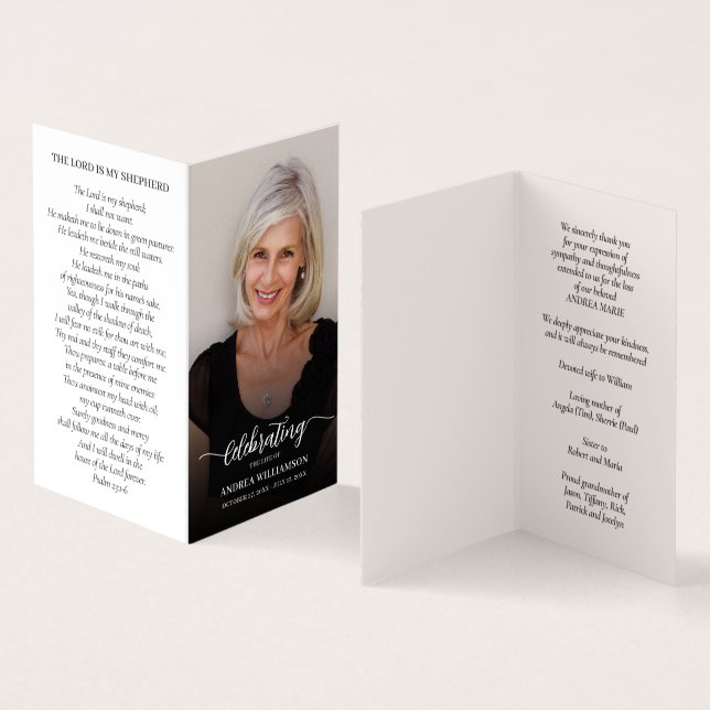 Simple Funeral Memorial Prayer Photo Card (Inside and Outside)