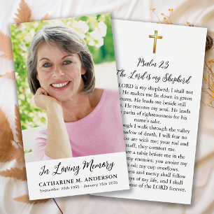 Simple Funeral Photo & Cross Memorial Prayer Card