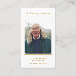 Simple Funeral Photo Gold Memorial Prayer Card