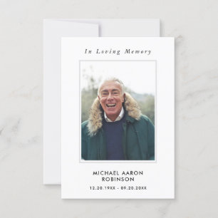 Simple Funeral Photo Memorial Modern Prayer Card