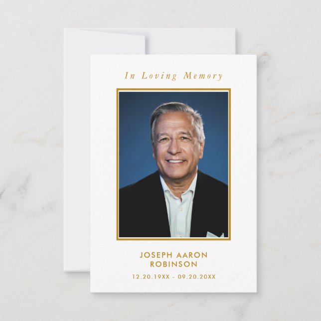 Simple Funeral Photo Memorial Modern Prayer Card (Front)