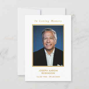 Simple Funeral Photo Memorial Modern Prayer Card