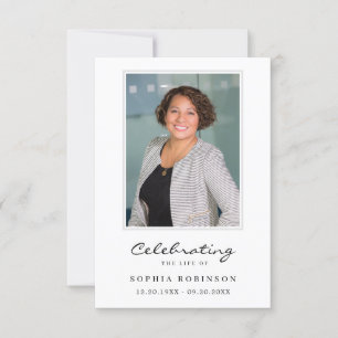 Simple Funeral Photo Memorial Prayer Card