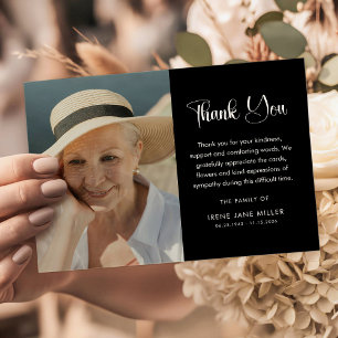 Simple Funeral Photo & Message Memorial Thank You Card