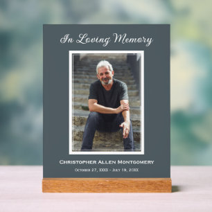 Simple Funeral Photo Sympathy Memorial Acrylic Sign