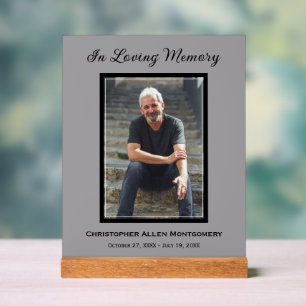 Simple Funeral Photo Sympathy Memorial Acrylic Sign