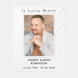Simple Funeral Photo Sympathy Memorial Keepsake Fleece Blanket