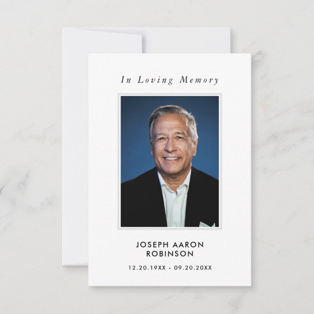 Simple Funeral Photo Sympathy Memorial Prayer Card (Front)