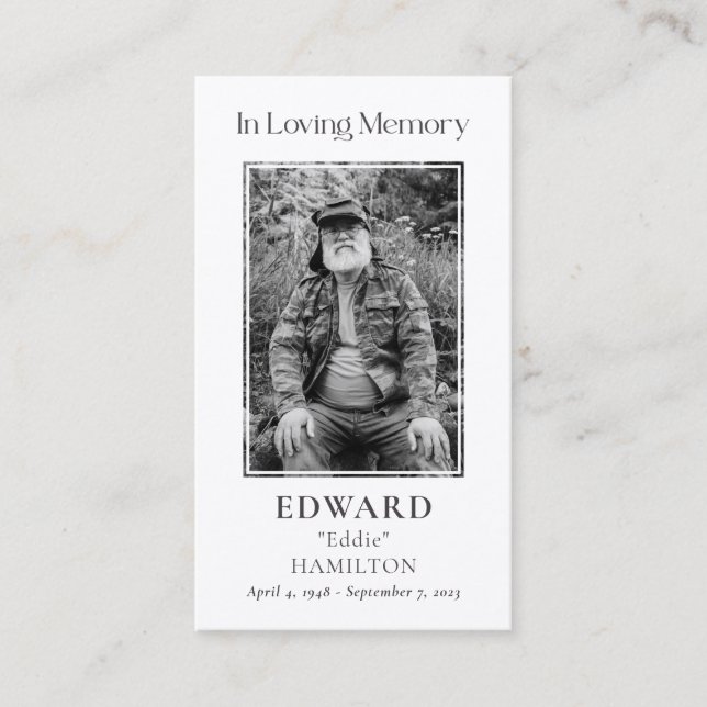 Simple Funeral Photo Sympathy Memorial Prayer Card (Front)
