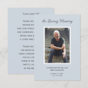 Simple Funeral Photo Sympathy Memorial Prayer Card