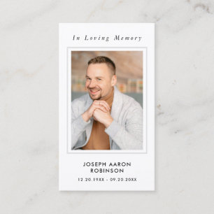 Simple Funeral Photo Sympathy Memorial Prayer Card