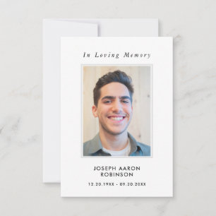 Simple Funeral Photo Sympathy Memorial Prayer Card