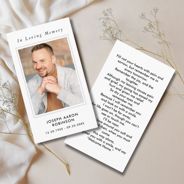 Simple Funeral Photo Sympathy Memorial Prayer Card (Creator Uploaded)