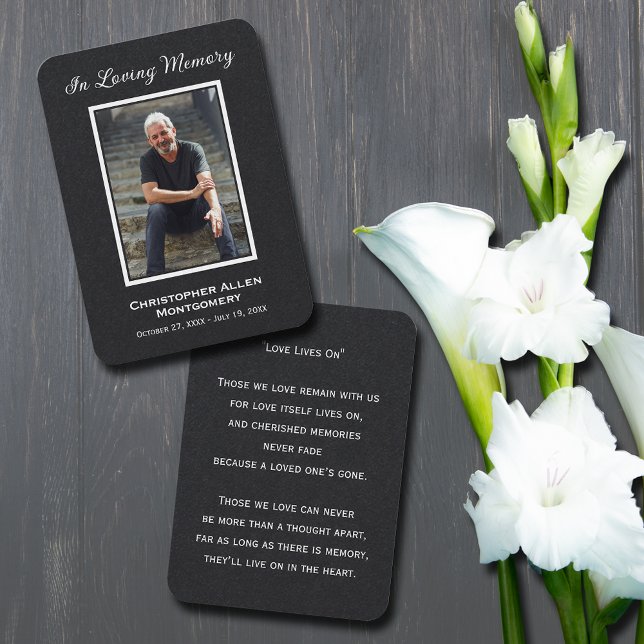 Simple Funeral Photo Sympathy Memorial Prayer Card (Simple funeral photo memorial keepsake bookmark prayer cards with a poem or prayer on the back)