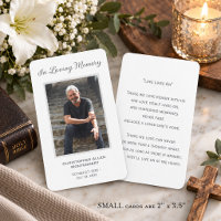 Simple Funeral Photo Sympathy Memorial Prayer Card