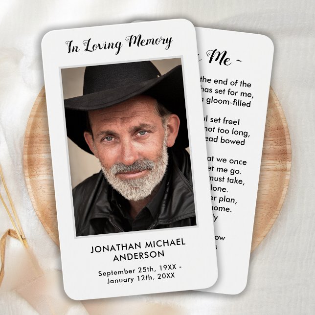 Simple Funeral Photo Sympathy Memorial Prayer Card (Creator Uploaded)
