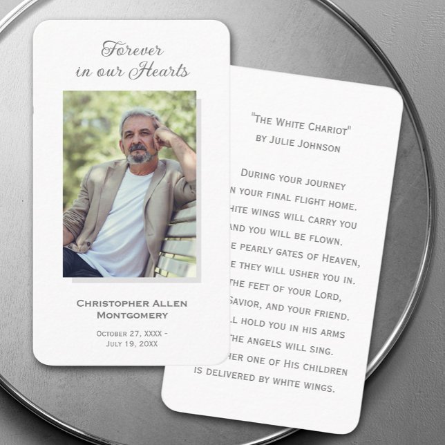 Simple Funeral Photo Sympathy Memorial Prayer Card (Simple Funeral Photo Sympathy Memorial Prayer Cards 3.5"  2")