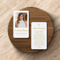 Simple Funeral Photo Sympathy Memorial Prayer Card