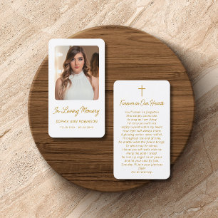 Simple Funeral Photo Sympathy Memorial Prayer Card