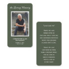 Simple Funeral Photo Sympathy Memorial Prayer Card