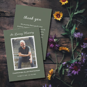 Simple Funeral Photo Sympathy Memorial Thank You Card