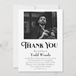 Simple Funeral Photo Sympathy Thank You Card