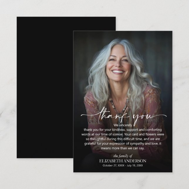 Simple Funeral Photo Thank You Card (Front/Back)