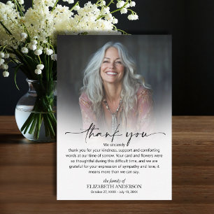 Simple Funeral Photo Thank You Card