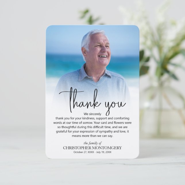 Simple Funeral Photo Thank You Card (Standing Front)