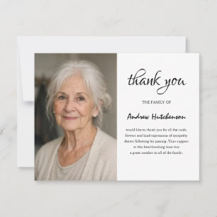 Simple Funeral Photo Thank You Card   Sympathy