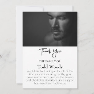 Simple Funeral Photo Thank You Card, Sympathy Invitation